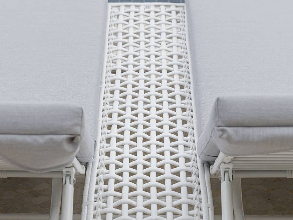 Tumbona doble de aluminio y fibra sintética trenzada con cojines tapizados Dynasty de Skyline - 10