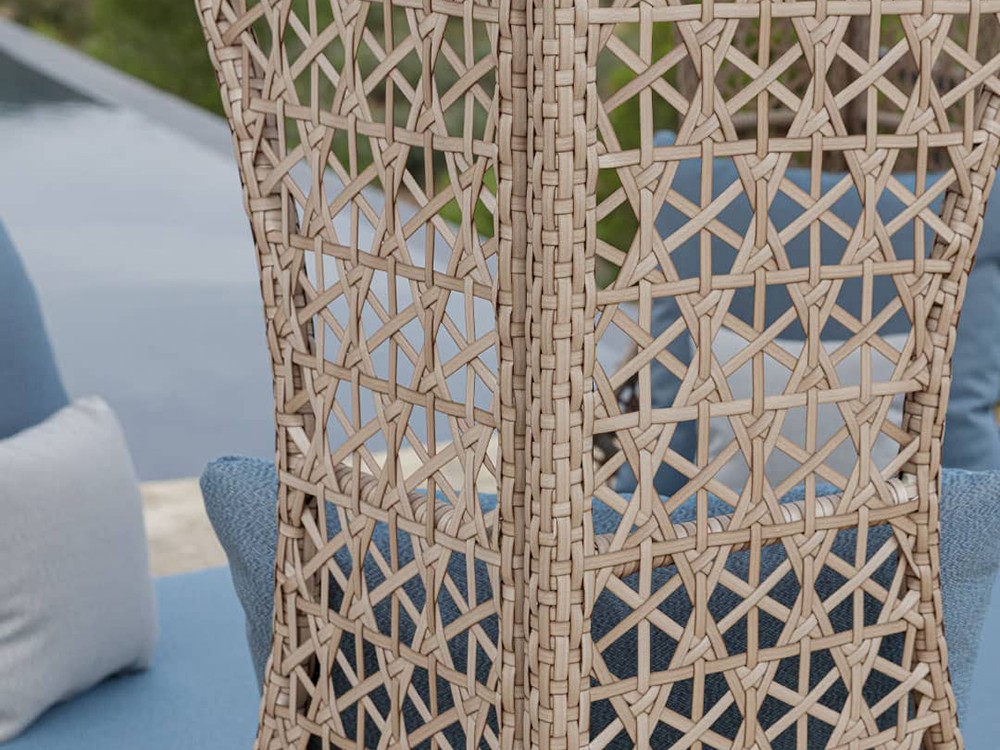 Cama balinesa Cube de aluminio y fibra sintética trenzada con colchón tapizado de Skyline - 6