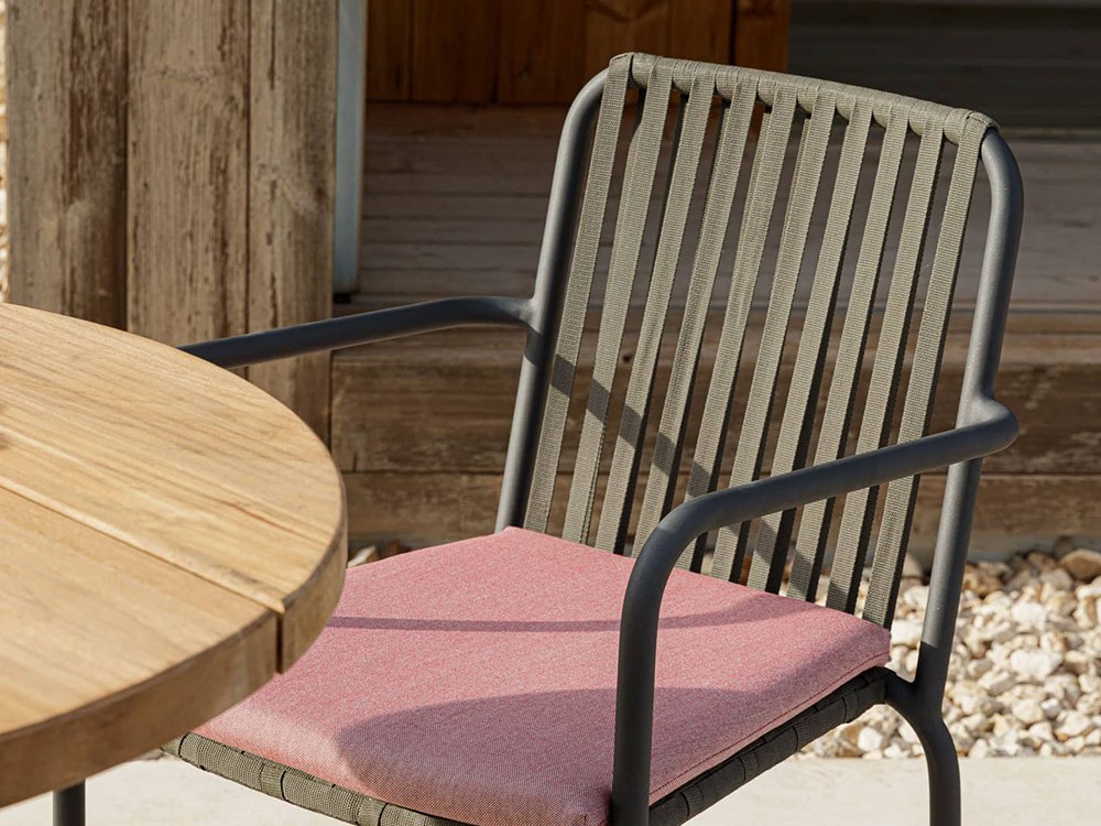 Silla exterior de aluminio y cuerda trenzada con cojín de asiento Ona de Skyline - 3