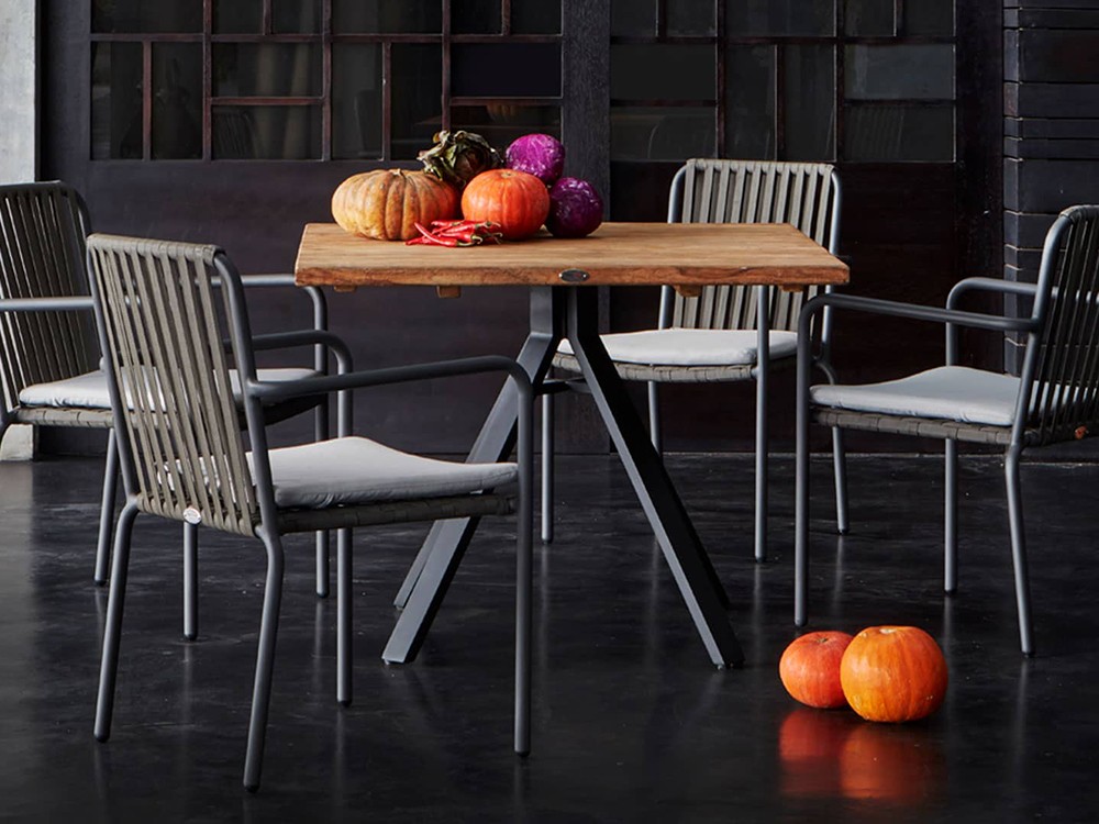 Silla exterior de aluminio y cuerda trenzada con cojín de asiento Ona de Skyline - 6