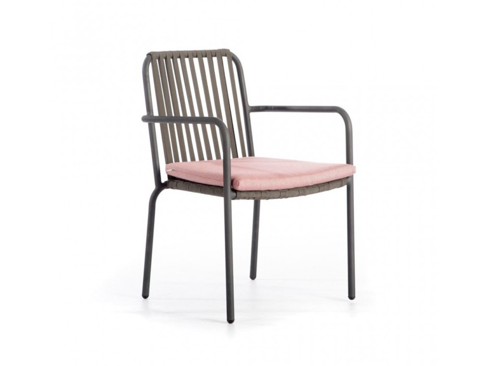 Silla exterior de aluminio y cuerda trenzada con cojín de asiento Ona de Skyline - 2