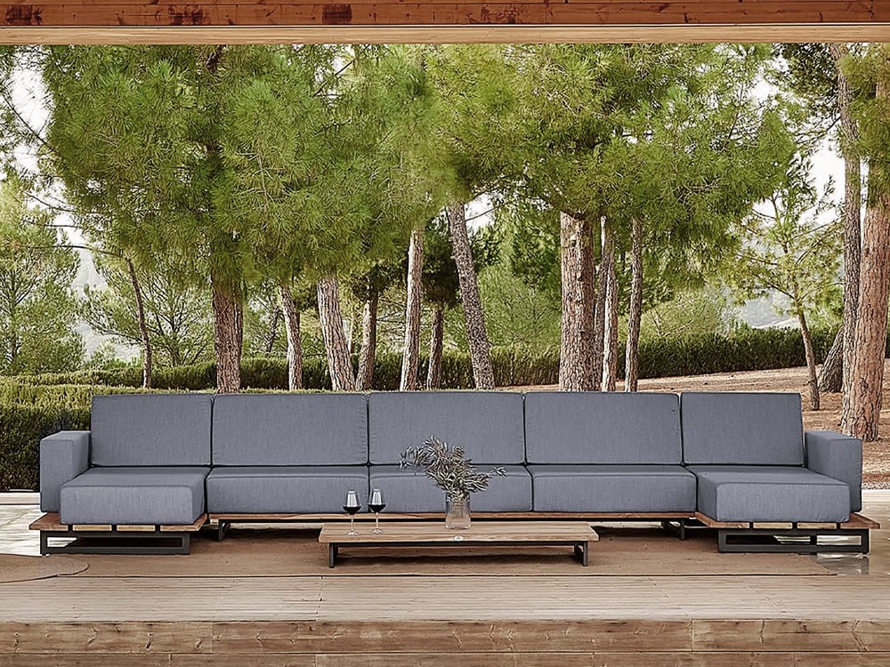 Sofá chaiselongue exterior de aluminio y cuerda trenzada Ona de Skyline - 3