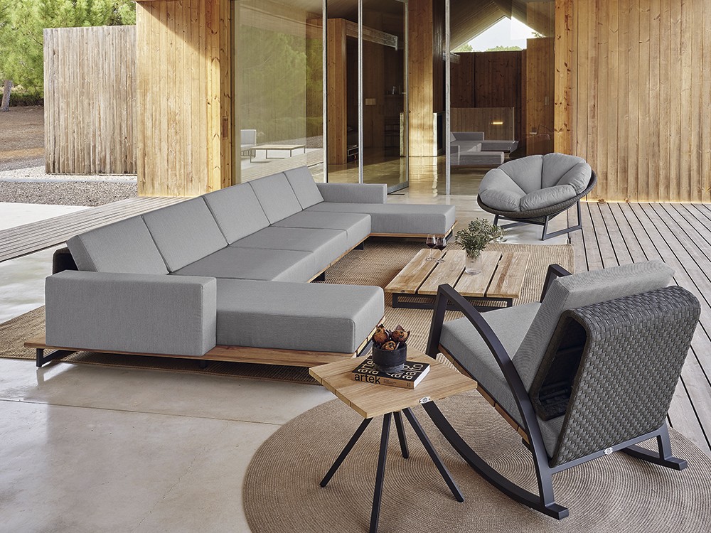 Sofá chaiselongue exterior de aluminio y cuerda trenzada Ona de Skyline - 1