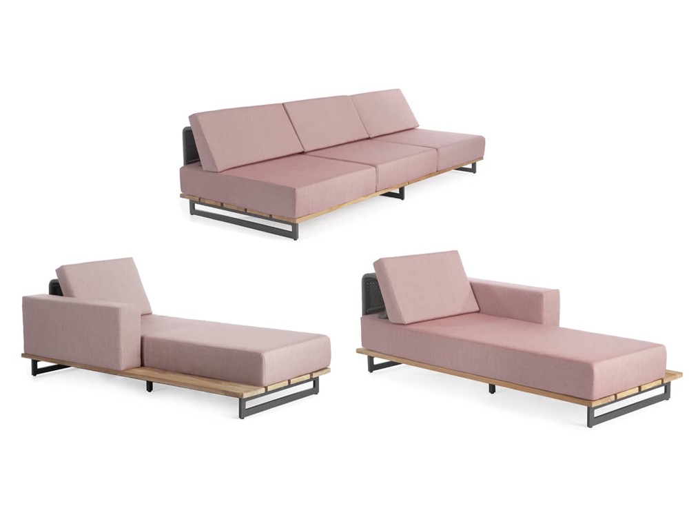 Sofá chaiselongue exterior de aluminio y cuerda trenzada Ona de Skyline - 4