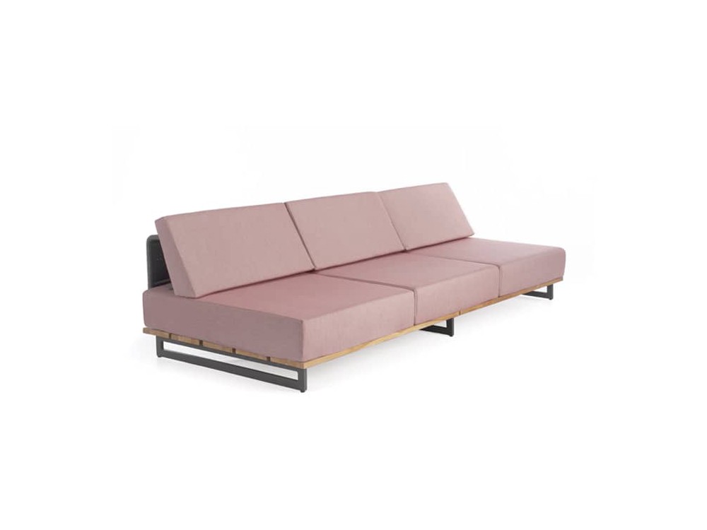 Sofá modular exterior de aluminio con cuerda trenzada y cojines tapizados Ona de Skyline - 4