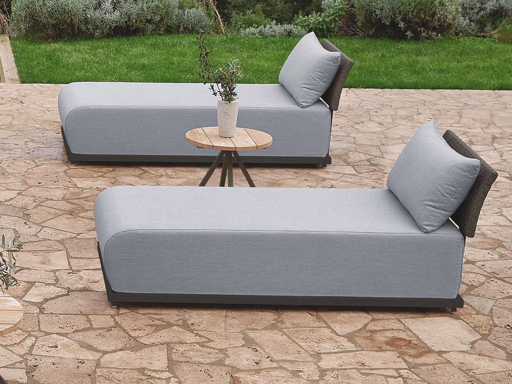 Tumbona de aluminio y tiras de cuerda trenzada con cojines tapizados Ona de Skyline Design - 1