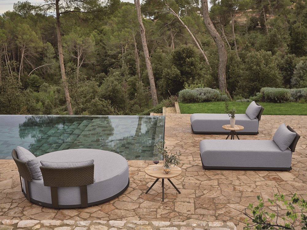 Tumbona de aluminio y tiras de cuerda trenzada con cojines tapizados Ona de Skyline Design - 6