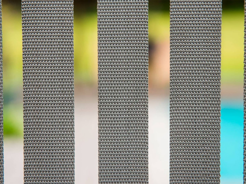 Sofá modular de aluminio y cintas de poliéster con madera de teca Horizon de Skyline Design - 15