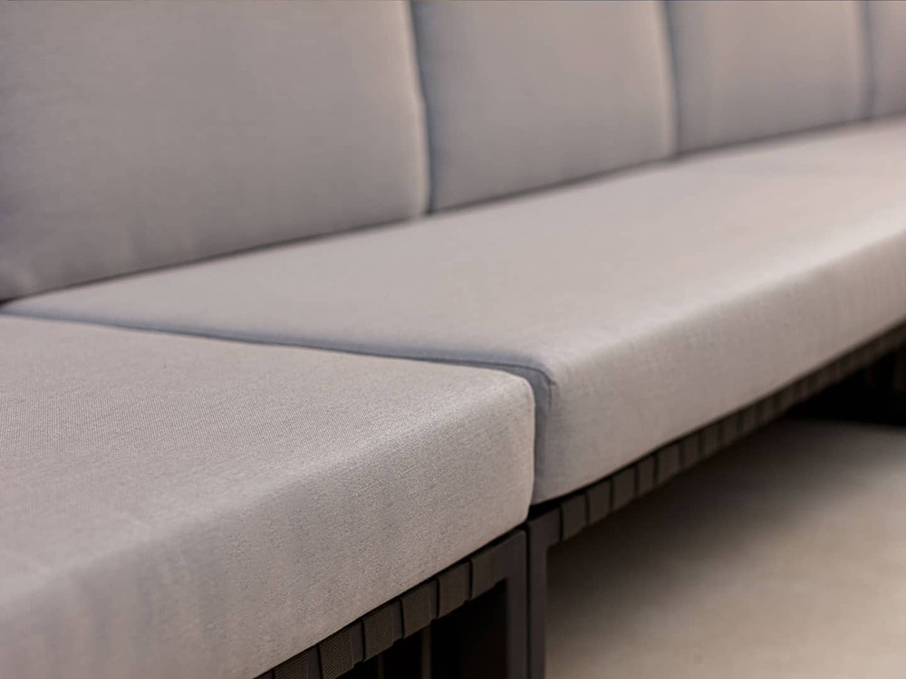 Sofá modular de aluminio y cintas de poliéster con madera de teca Horizon de Skyline Design - 11