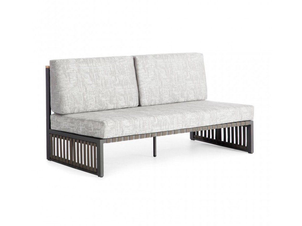 Sofá modular de aluminio y cintas de poliéster con madera de teca Horizon de Skyline Design - 4