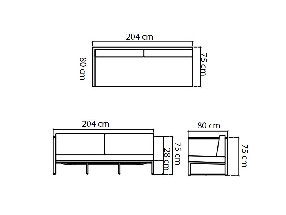 Sofá modular de aluminio y cintas de poliéster con madera de teca Horizon de Skyline Design - 6