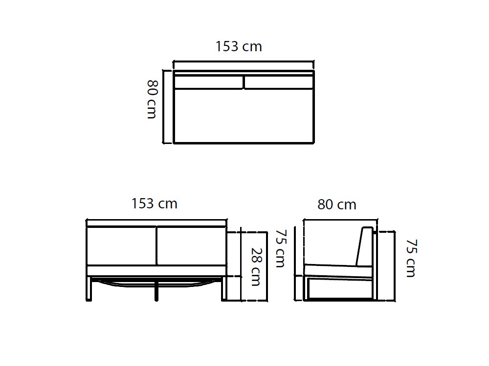 Sofá modular de aluminio y cintas de poliéster con madera de teca Horizon de Skyline Design - 7