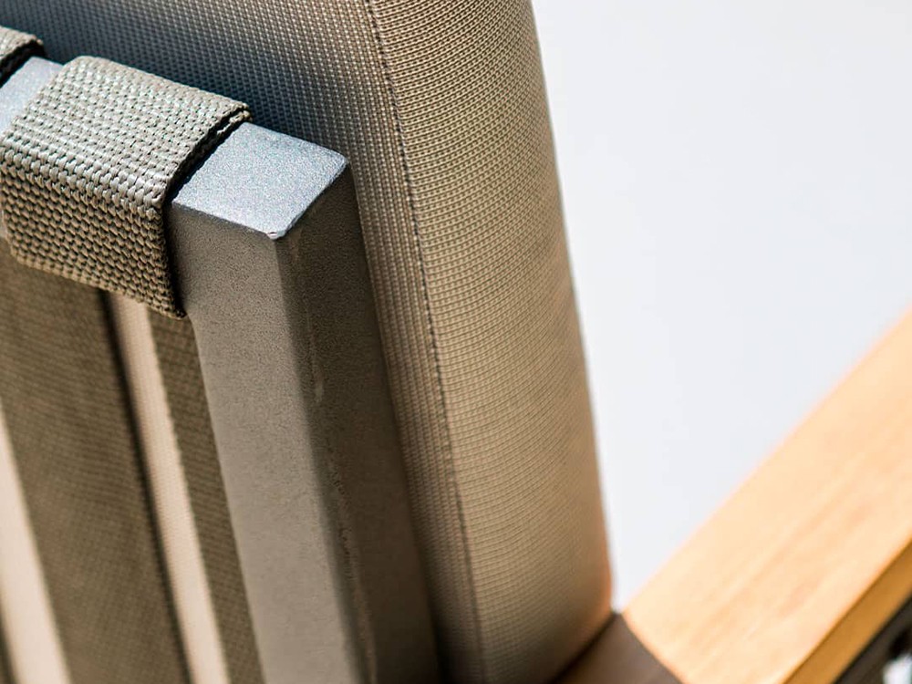 Taburete de aluminio y cinta con madera de teca Horizon de Skyline Design - 8