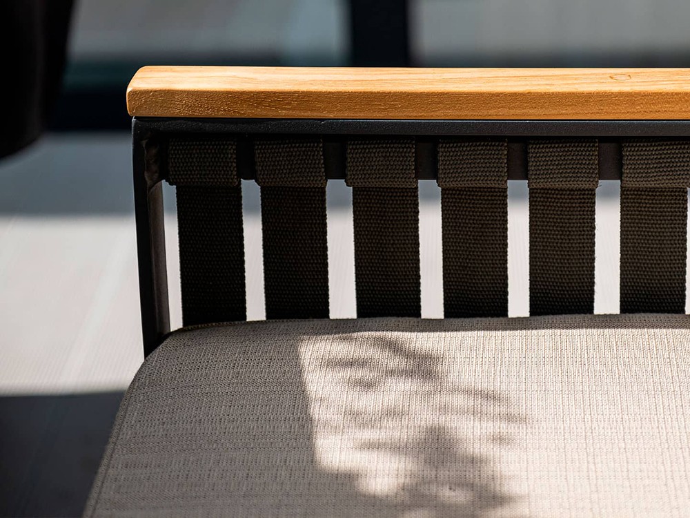 Taburete de aluminio y cinta con madera de teca Horizon de Skyline Design - 9