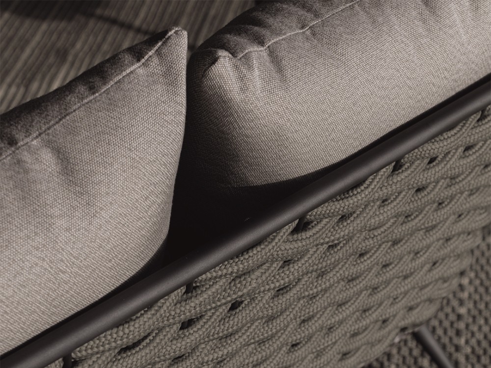 Sofá para salón exterior de 2 o 3 plazas de aluminio y cuerda trenzada con asientos tapizados Serpent de Skyline Design - 4