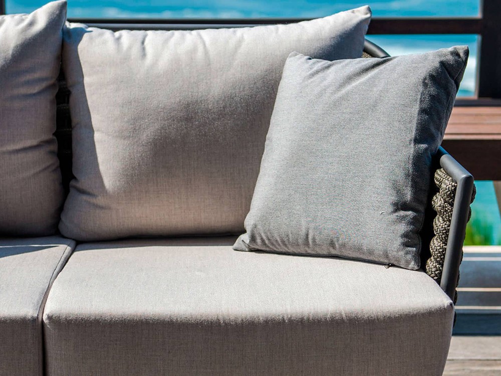 Sofá para salón exterior de 2 o 3 plazas de aluminio y cuerda trenzada con asientos tapizados Serpent de Skyline Design - 12