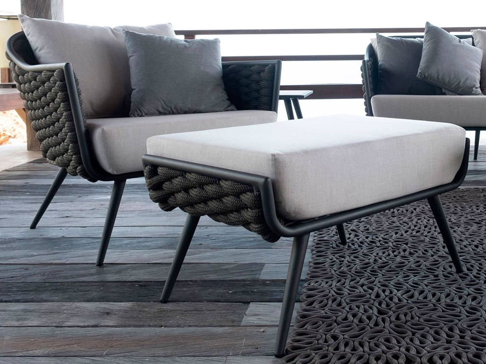 Otomán de aluminio y cuerda trenzada Serpent de Skyline Design - 1