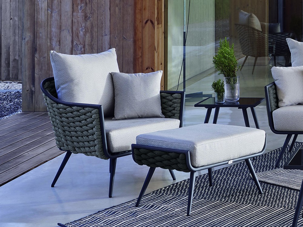 Otomán de aluminio y cuerda trenzada Serpent de Skyline Design - 3