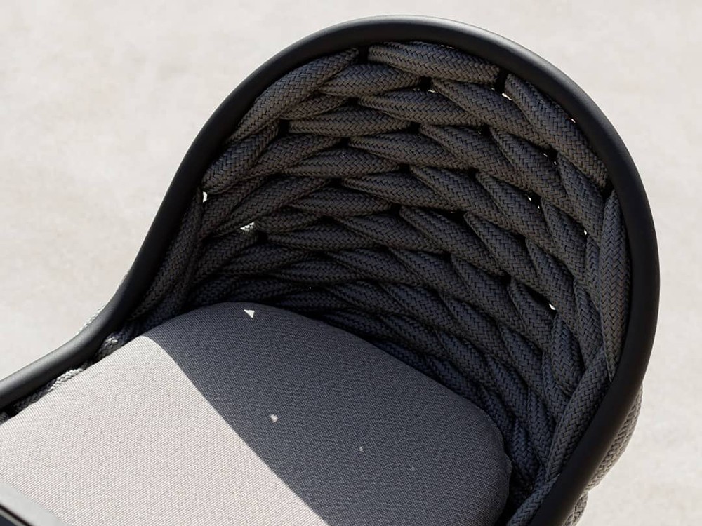 Taburete de aluminio y cuerda trenzada con asiento tapizado Serpent de Skyline Design - 5