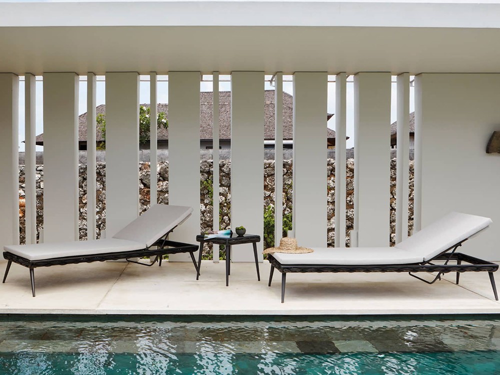 Tumbona de aluminio y cuerda trenzada con colchoneta tapizada Serpent de Skyline Design - 3