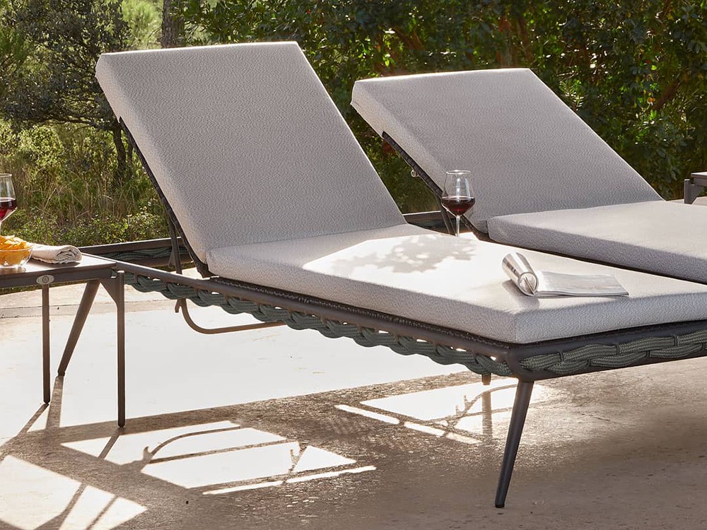 Tumbona doble de aluminio y cuerda trenzada con colchonetas tapizadas Serpent de Skyline Design - 5