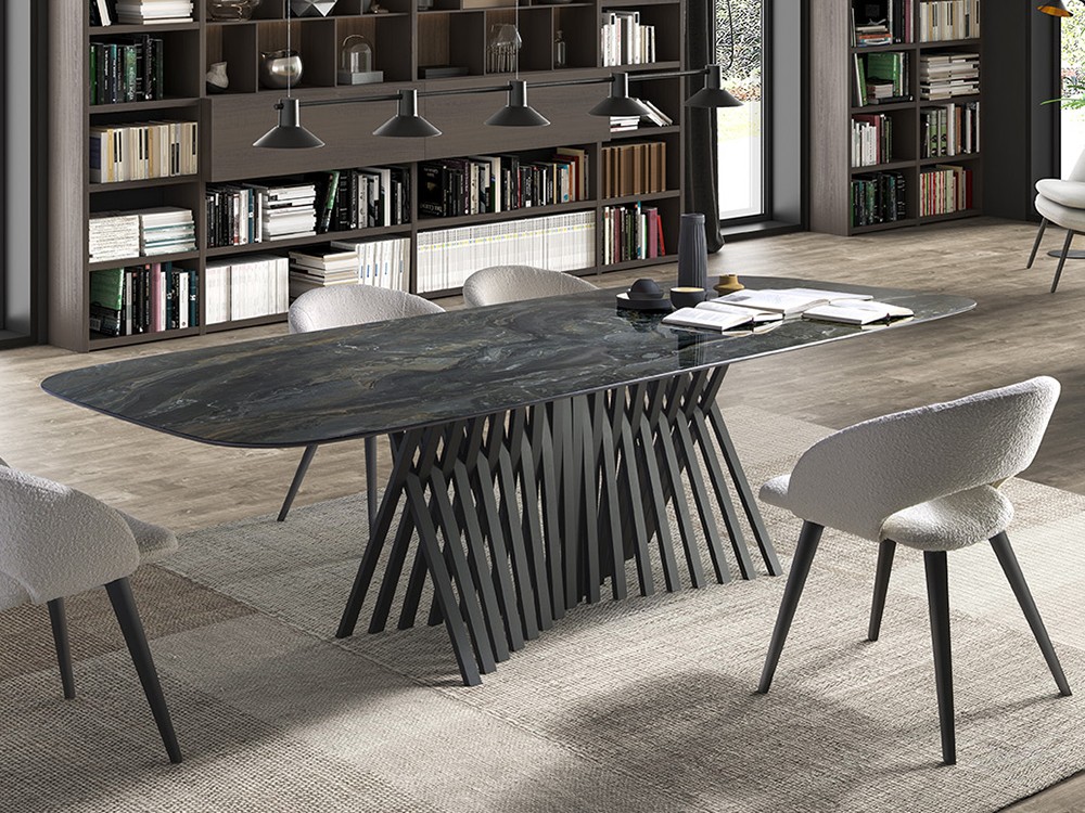 Mesa Alf Fix Porcelánico con base de metal negro Metal de Mobles Nacher - 1