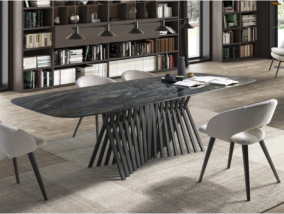 Mesa Alf Fix Porcelánico con base de metal negro Metal de Mobles Nacher - 1