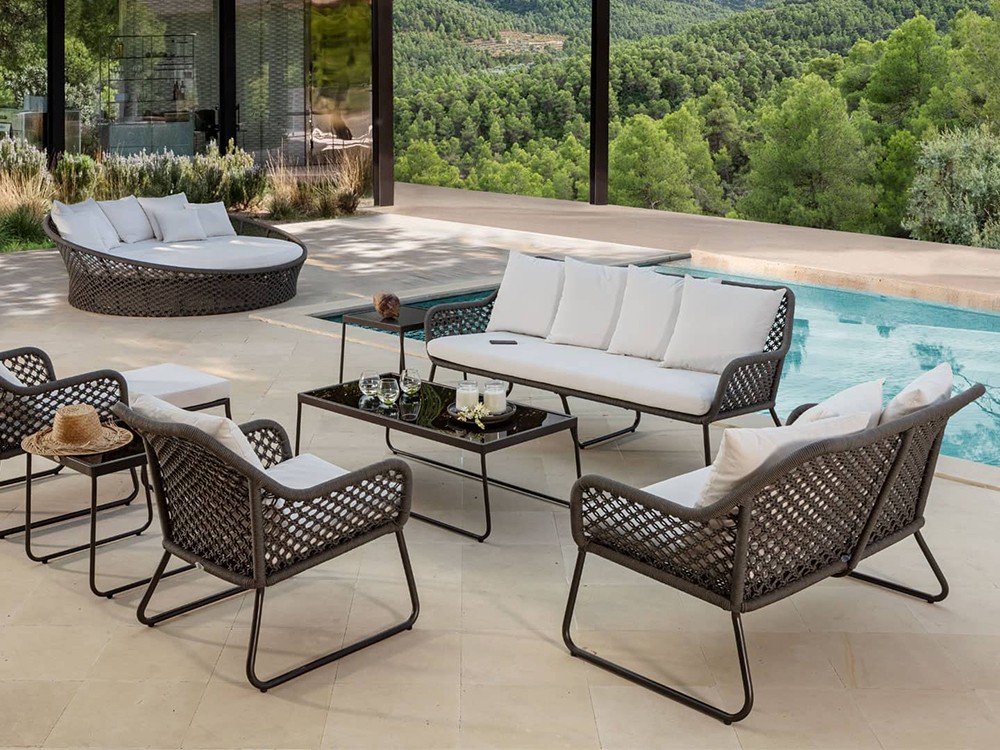 Sofá para exterior de aluminio y cuerda trenzada Moma de skyline design - 9