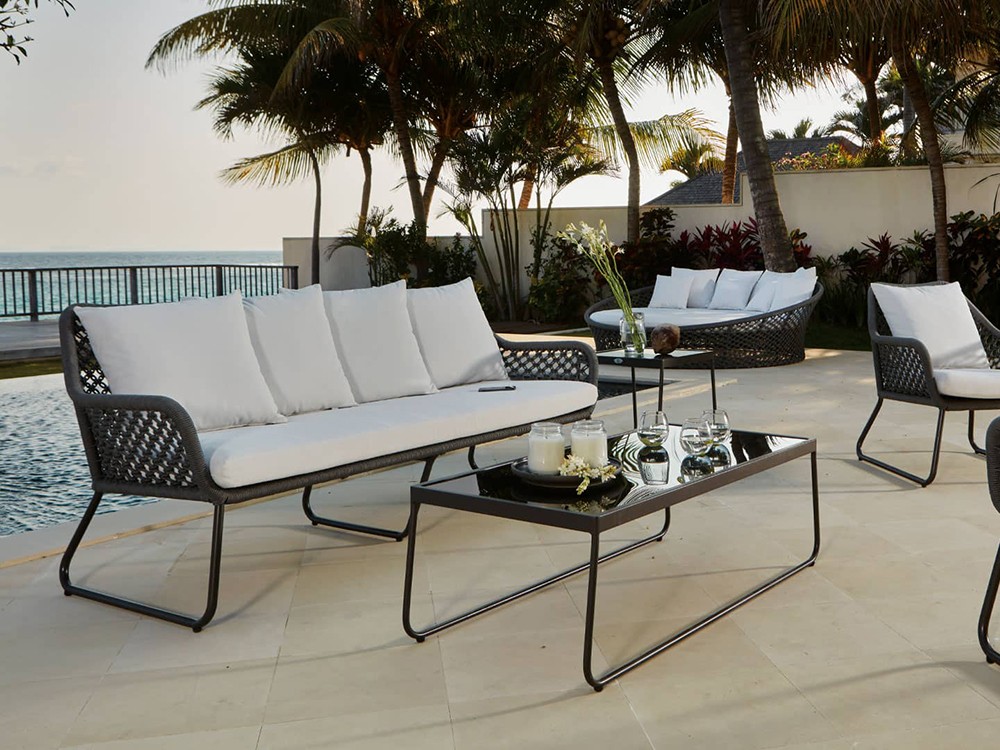 Sofá para exterior de aluminio y cuerda trenzada Moma de skyline design - 2