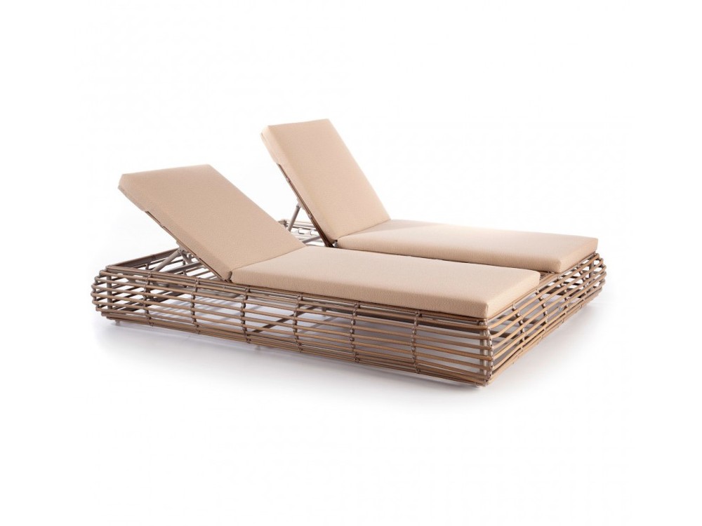 Tumbona doble reclinable de fibra sintética trenzada Ruby Skyline Design - 2