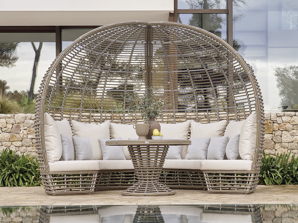 Mesa auxiliar de fibra sintética trenzada y dekton Sunday Skyline Design - 4