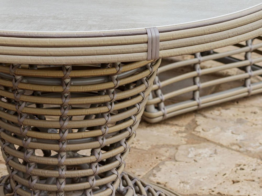 Mesa auxiliar de fibra sintética trenzada y dekton Sunday Skyline Design - 10