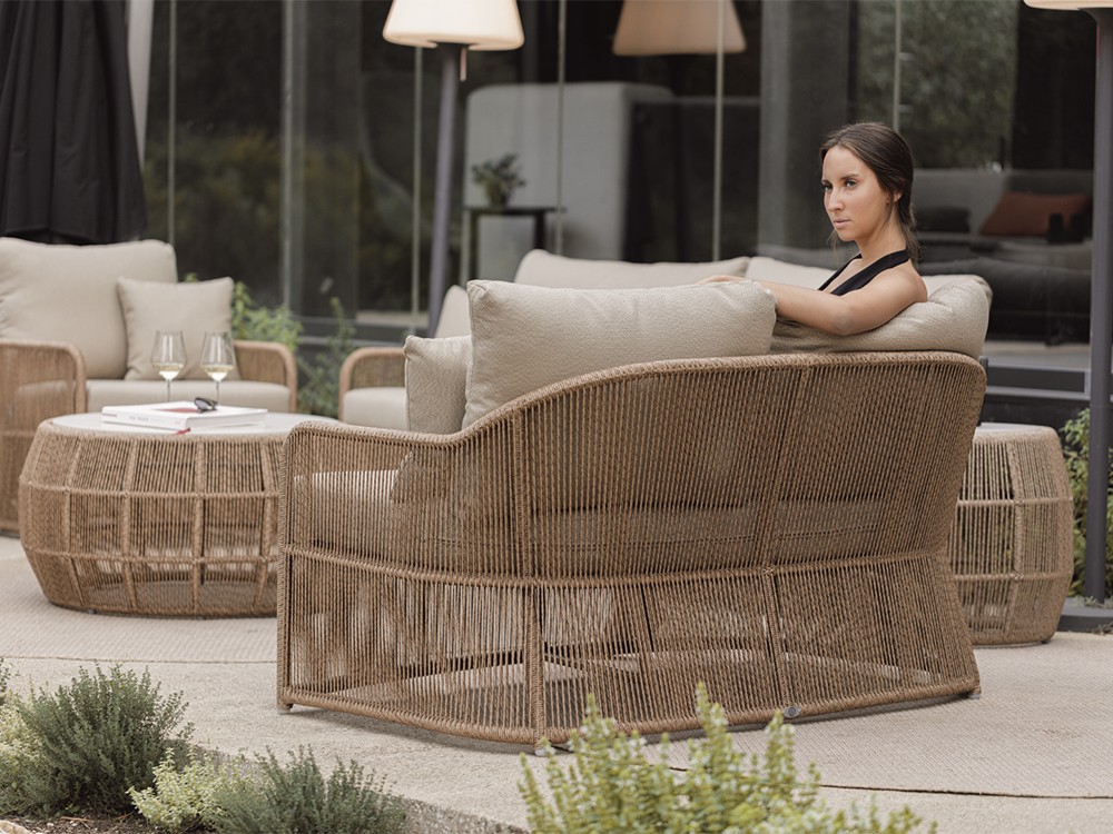 Mesa de centro de fibra sintética trenzada Calixto de Skyline Design - 4