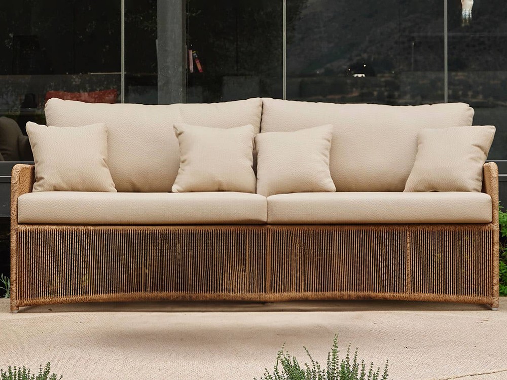 Sofá de dos o tres plazas de fibra sintética trenzada Calixto de Skyline Design - 9