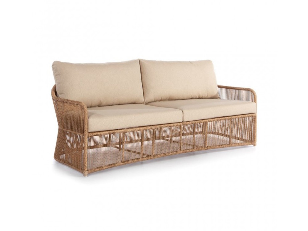 Sofá de dos o tres plazas de fibra sintética trenzada Calixto de Skyline Design - 3