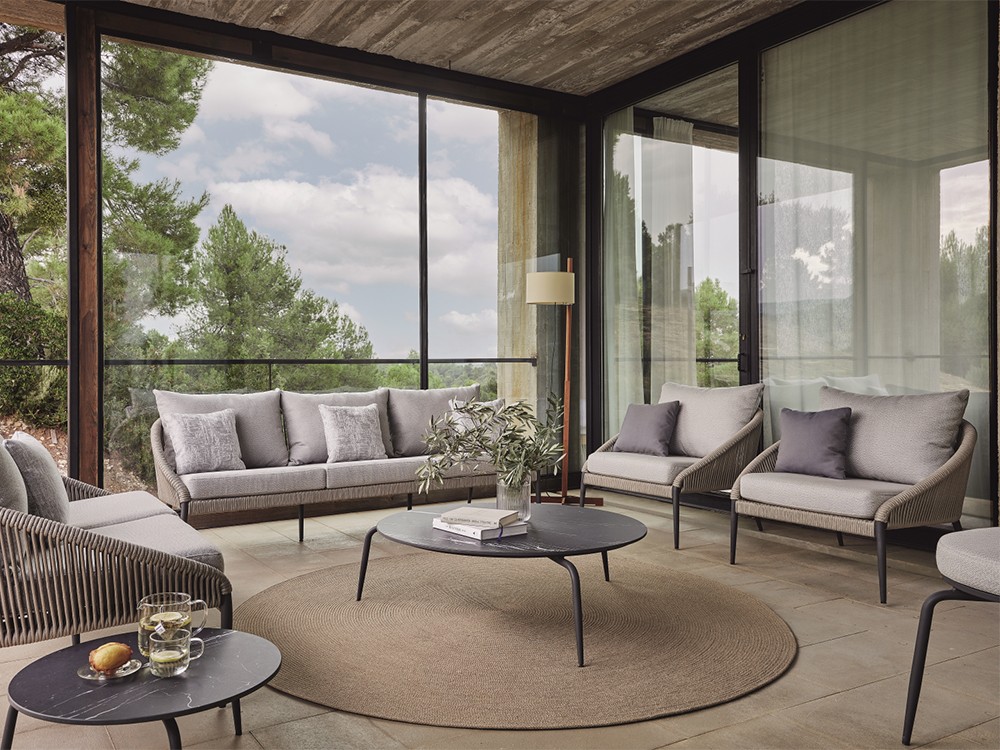 Sofá de dos o tres plazas Rodona de cuerda trenzada y aluminio de Skyline Design - 7