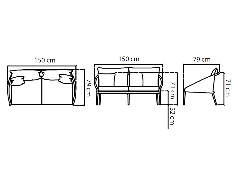 Sofá de dos o tres plazas Rodona de cuerda trenzada y aluminio de Skyline Design - 4