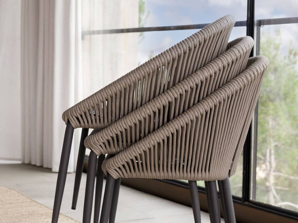 Silla apilable Rodona de aluminio y cuerda trenzada Skyline Design - 3