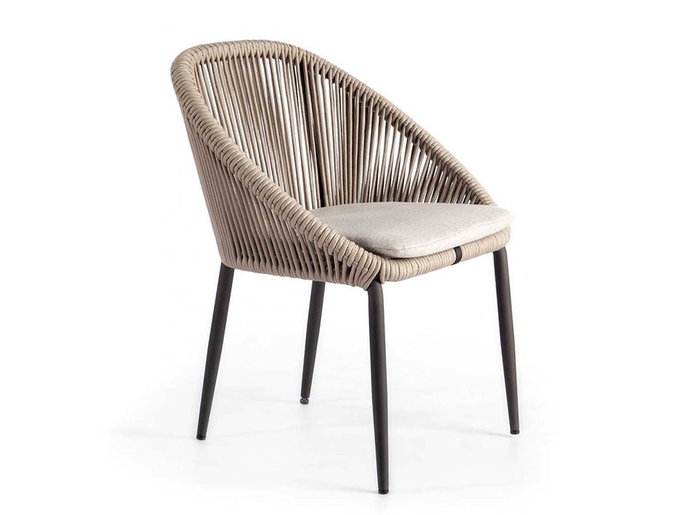 Silla apilable Rodona de aluminio y cuerda trenzada Skyline Design - 2