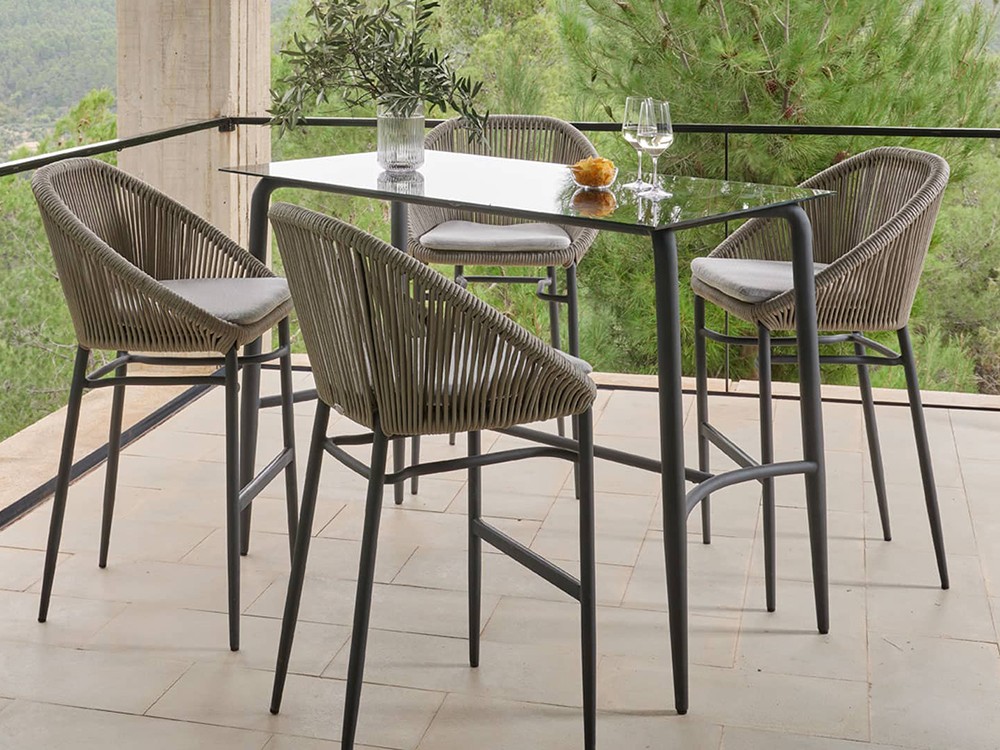 Mesa alta Rodona de aluminio y dekton Skyline Design - 4