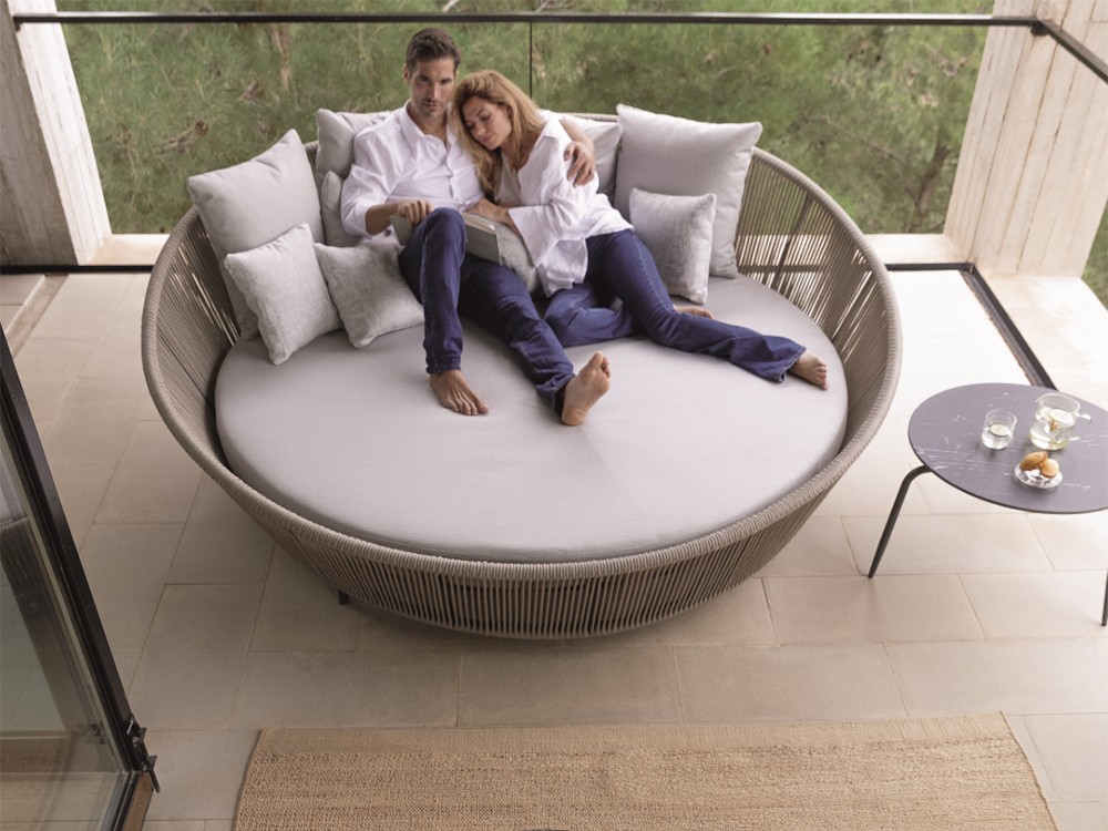 Daybed round Rodona de aluminio y cuerda trenzada Skyline Design - 1
