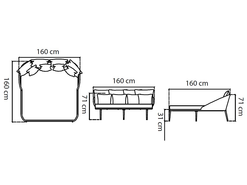 Daybed Rodona de aluminio y cuerda trenzada Skyline Design - 3