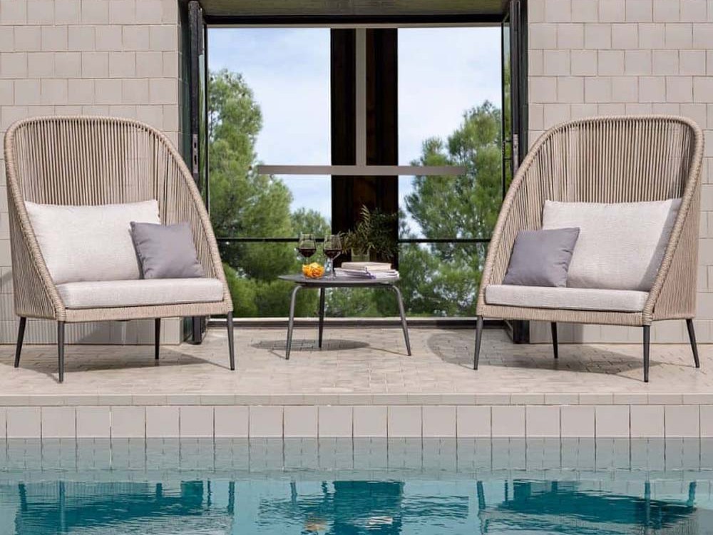 Sillón alto Rodona de aluminio y cuerda trenzada Skyline design - 5