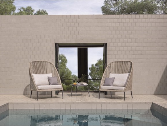 Sillón alto Rodona de aluminio y cuerda trenzada Skyline design - 1