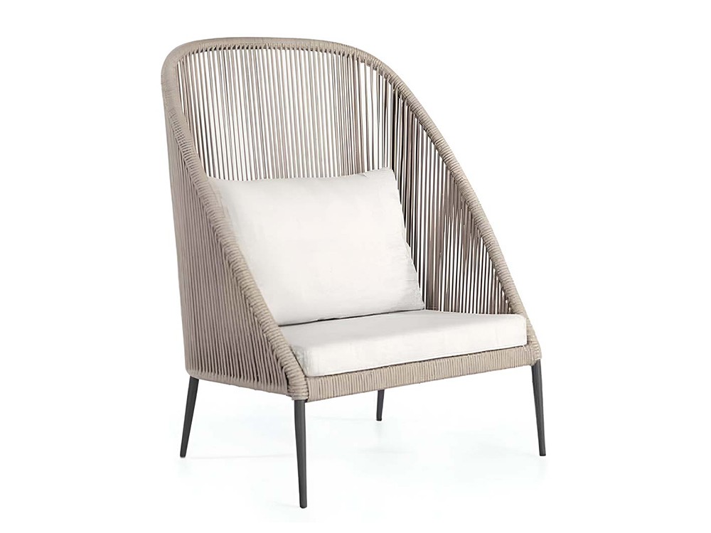 Sillón alto Rodona de aluminio y cuerda trenzada Skyline design - 2