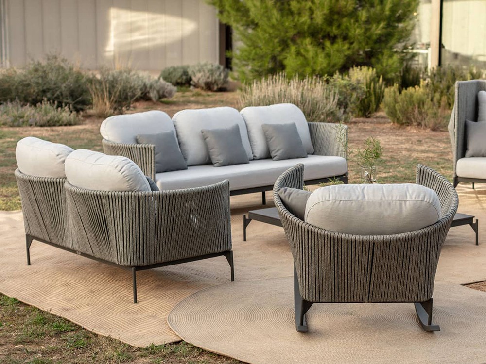 Sofá de dos o tres plazas Boston de aluminio y cuerda trenzada Skyline Design - 1