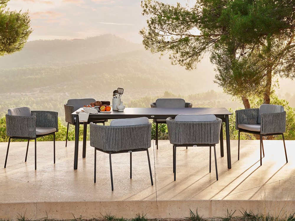 Mesa de comedor cuadrada o rectangular Boston de aluminio y dekton Skyline Design - 6