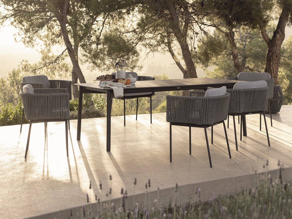 Mesa de comedor cuadrada o rectangular Boston de aluminio y dekton Skyline Design - 7