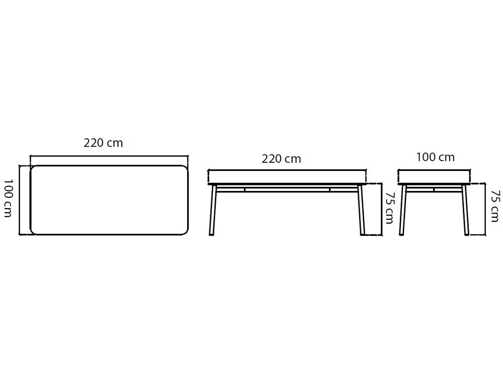 Mesa de comedor cuadrada o rectangular Boston de aluminio y dekton Skyline Design - 5