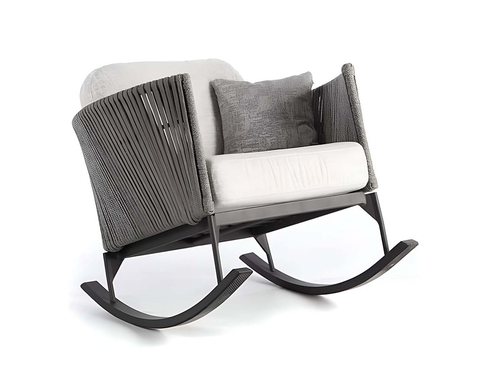 Mecedora de exterior Boston de aluminio y cuerda trenzada Skyline Design - 2